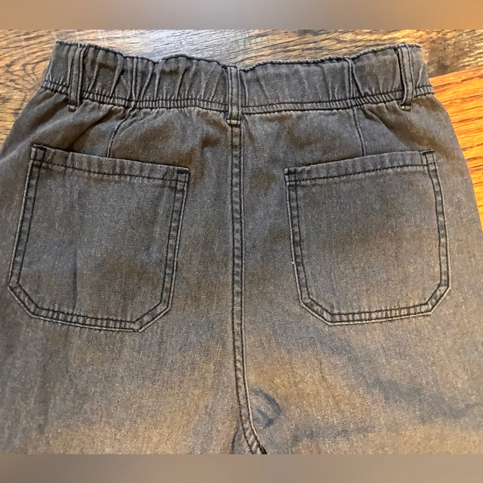 NWOT three bird nest extreme wide leg Charcoal Elastic Waist Jean/Trousers Gray Size undefined - Image 8