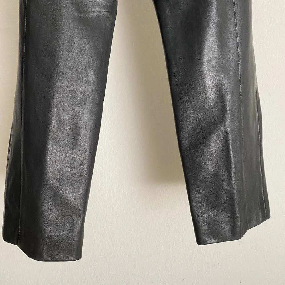 Zana Couture sz 12 black high rise‎ VINTAGE 80s 100% Leather pants - Image 5
