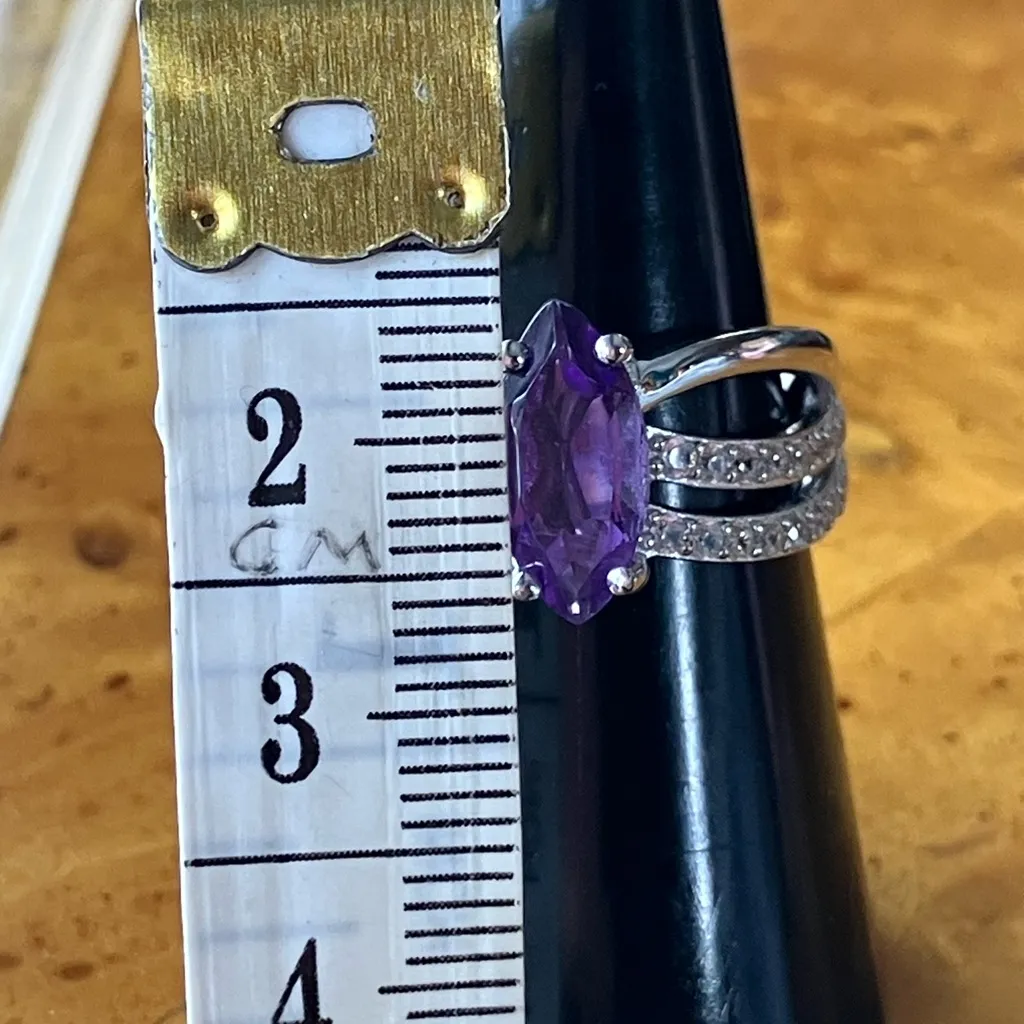 African Amethyst Sterling Silver Ring Size 7 Purple - Image 8
