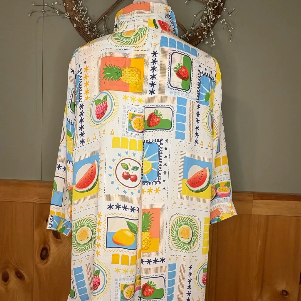 Rose & Olive Colorful Fruit Print Top size 1X NWT - Image 4