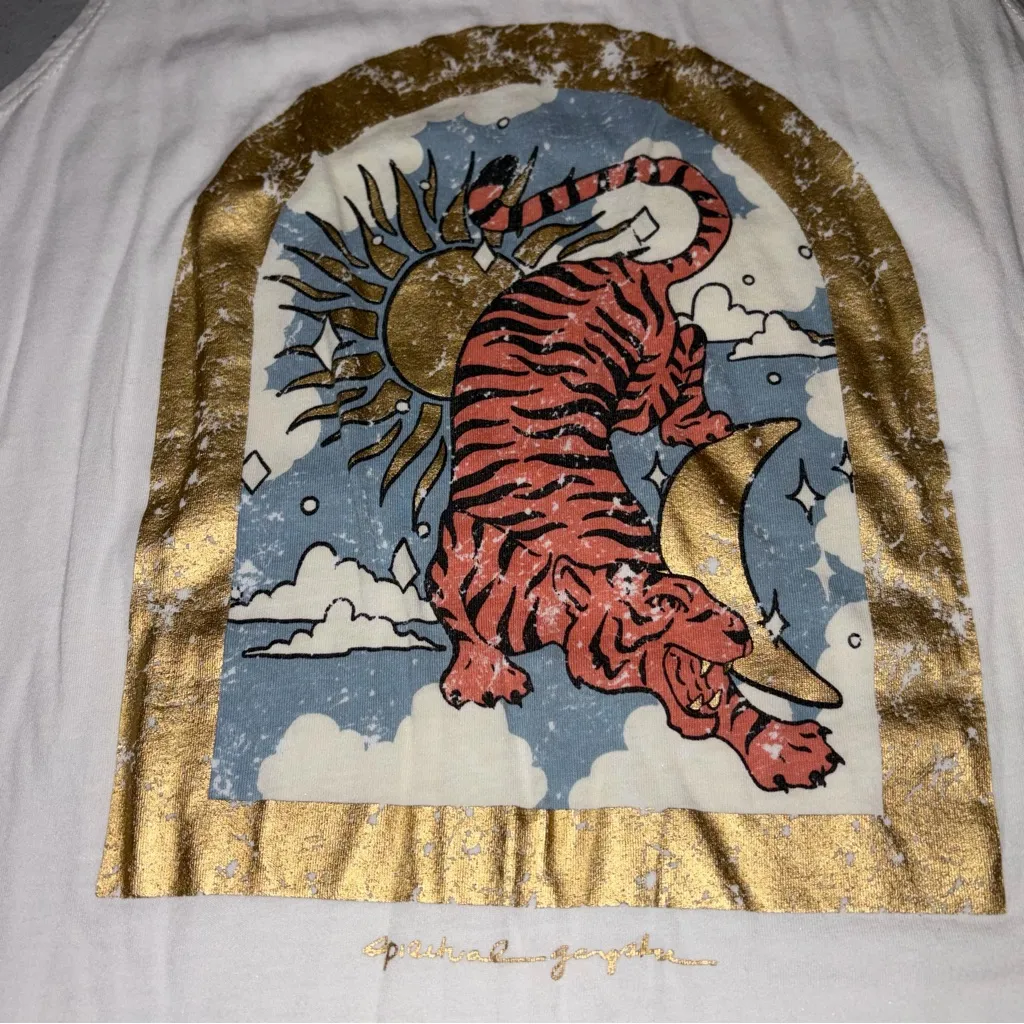 Spiritual Gangster White Tiger Graphic Tank Top Shirt size Medium - Image 5