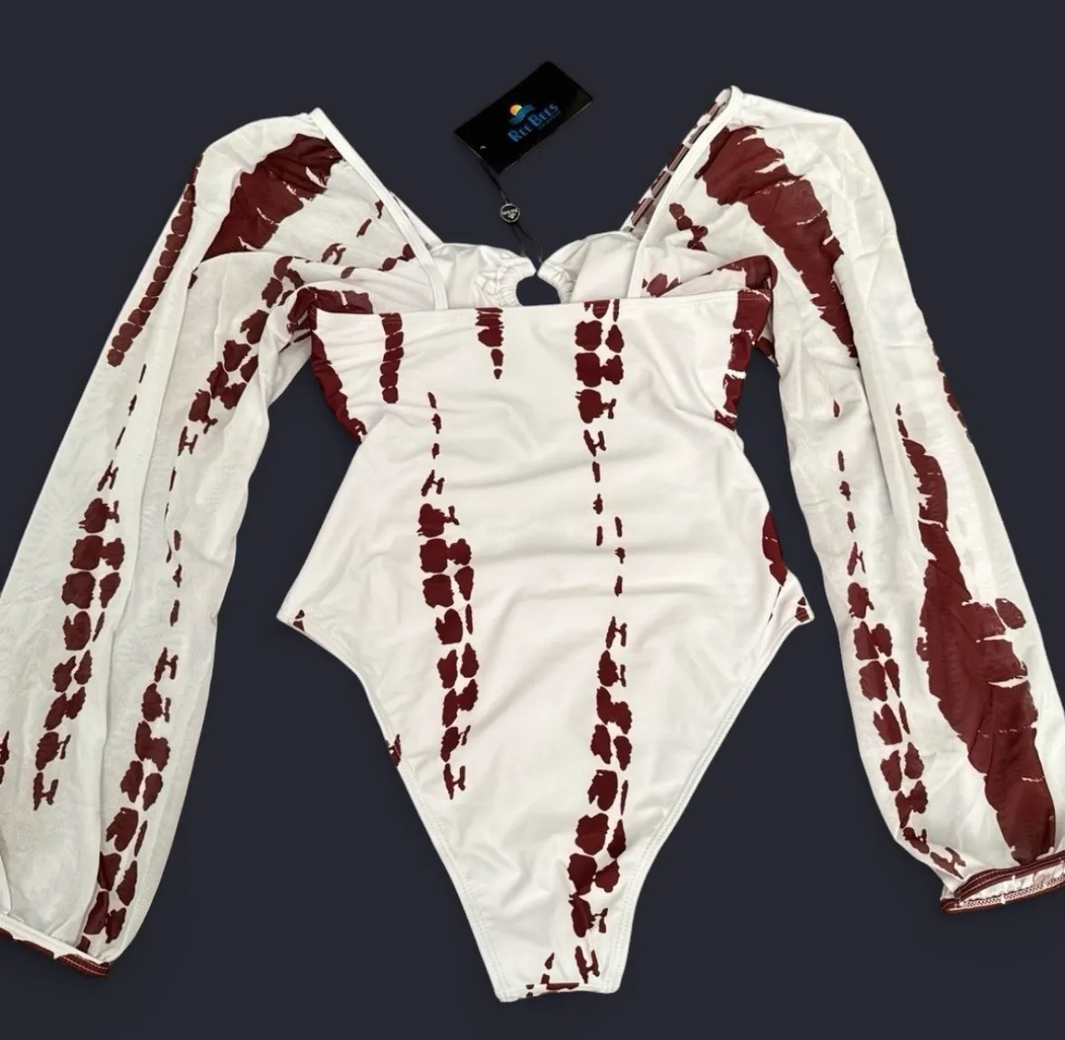 Chic White & Brown One Piece Swimsuit With Bold Cutouts - Image 10