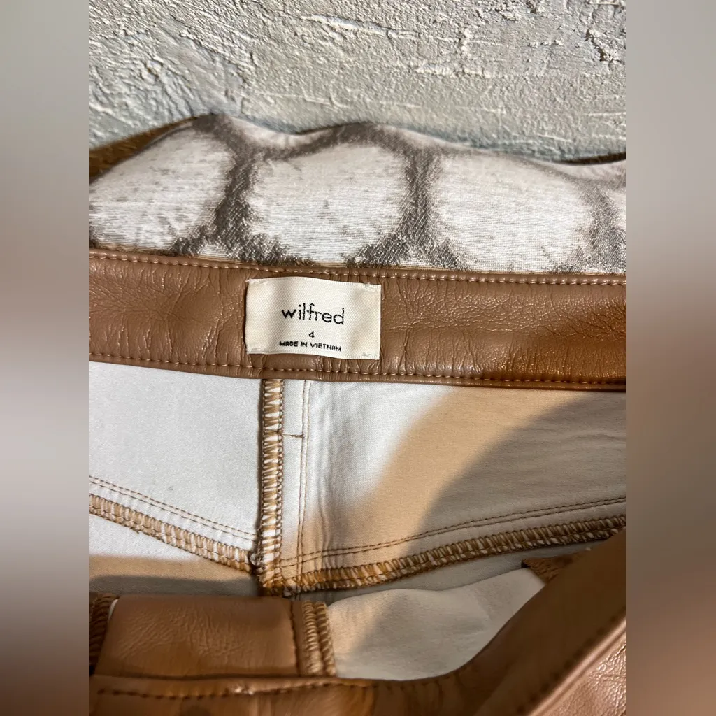 Wilfred Camel Faux Leather Pants Trouser size 4 - Image 4