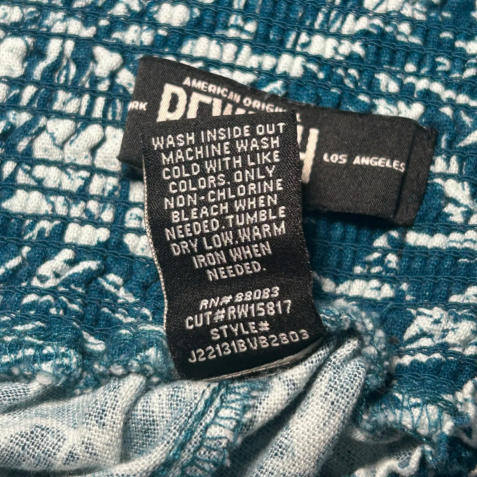 RE WASH Women's Teal Floral Wide Leg Smocked Waist Palazzo‎ Pants Size Medium Blue - Image 5