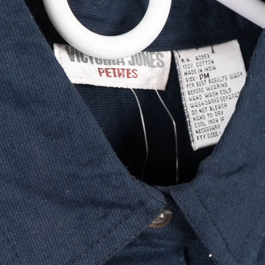 Victoria Jones Petites Button Up Shirt M NEW Blue Floral Embroidery 90s Texture - Image 5