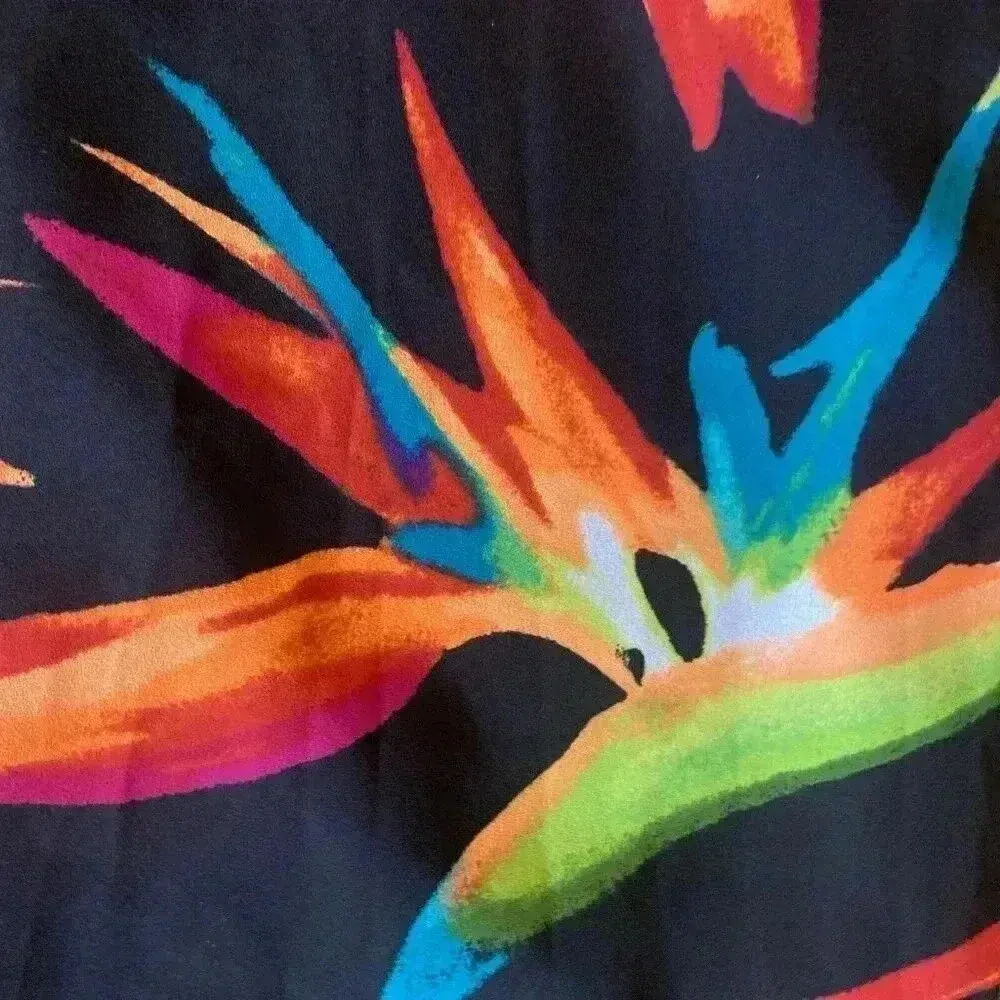 Worthington Tropical‎ Dress Size 6 Black Colorful Halter Cocktail Floral Resort - Image 5