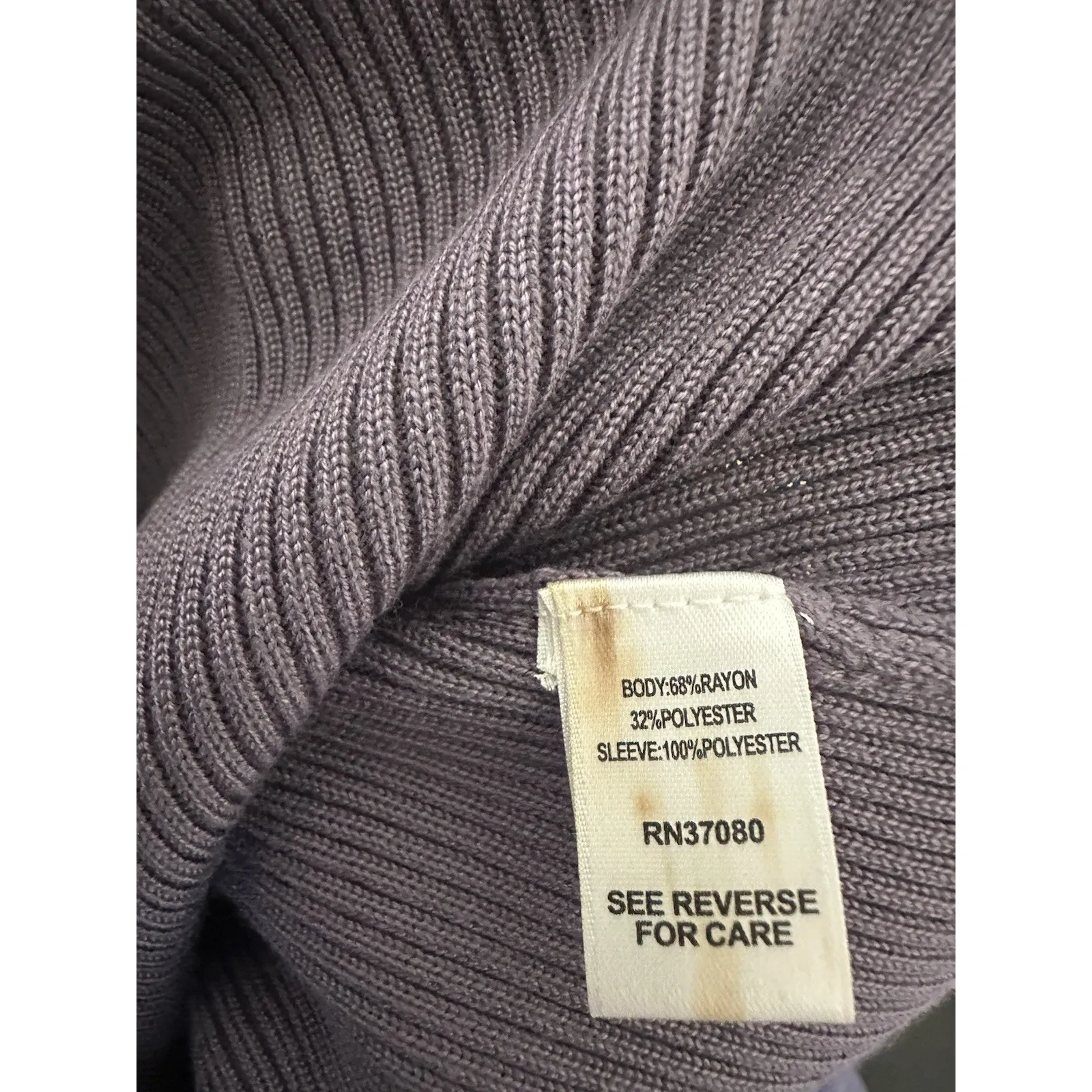 Cato brand purple ribbed knit sweater sheer ruffled sleeves Size M - Image 7