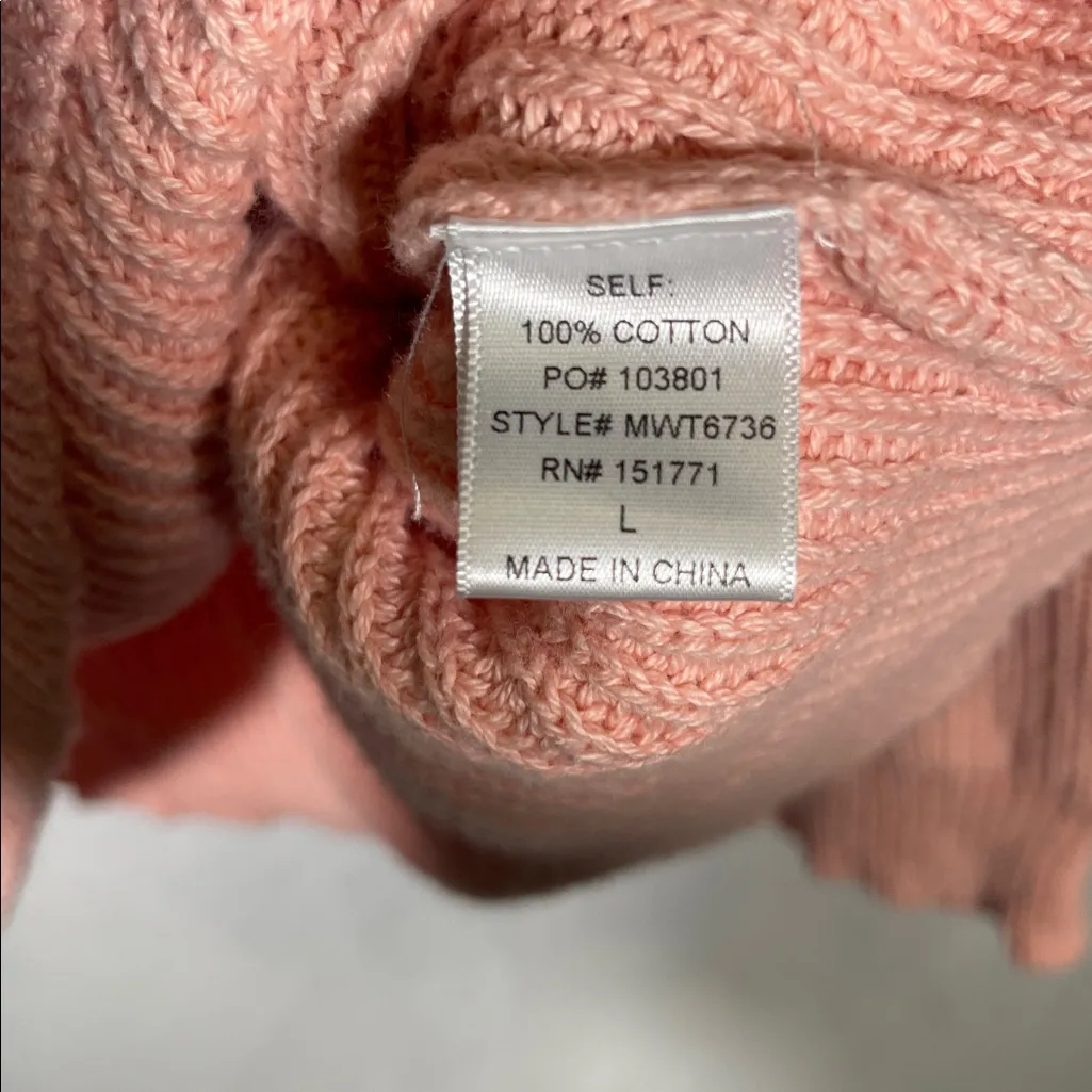LE LIS KNIT LOVE VALENTINES PINK RED SWEATER COTTON LARGE - Image 4