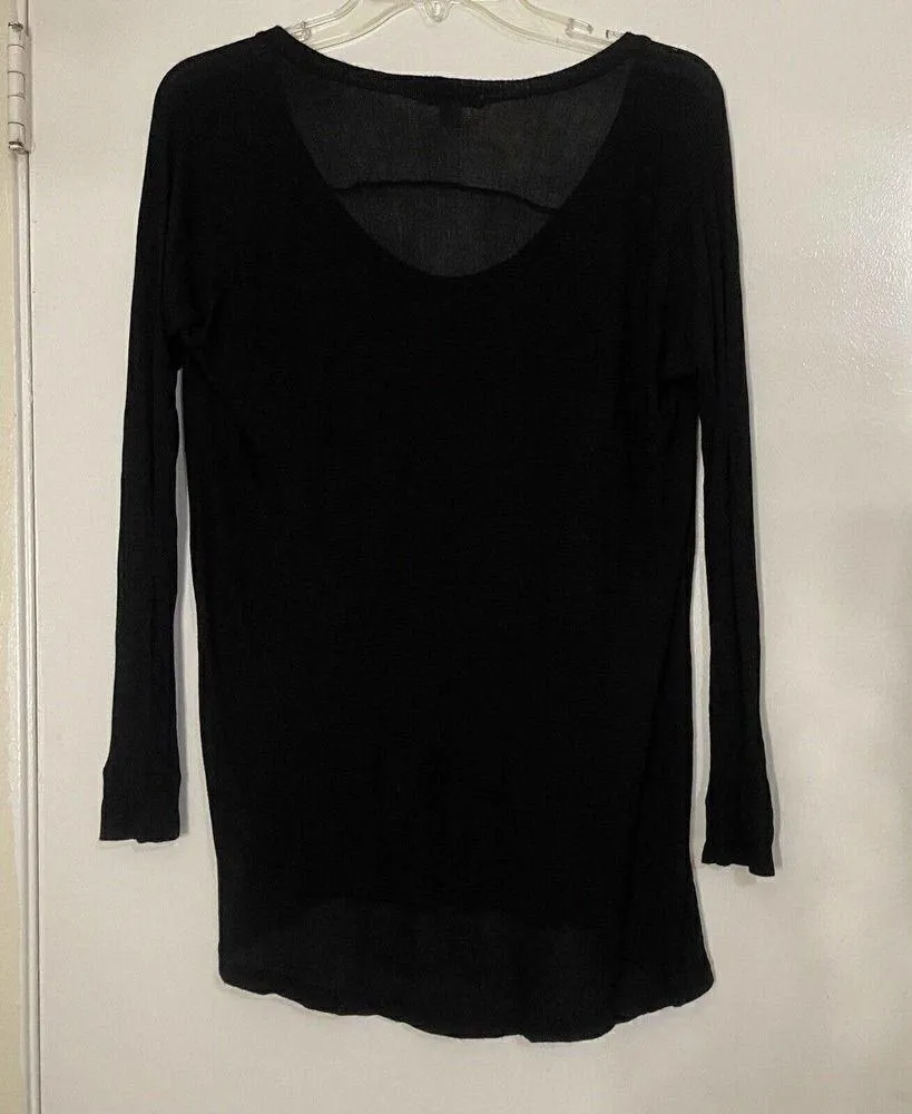 James Perse lightweight scoop neck black long sleeve knit shirt size 1 Small - Image 4