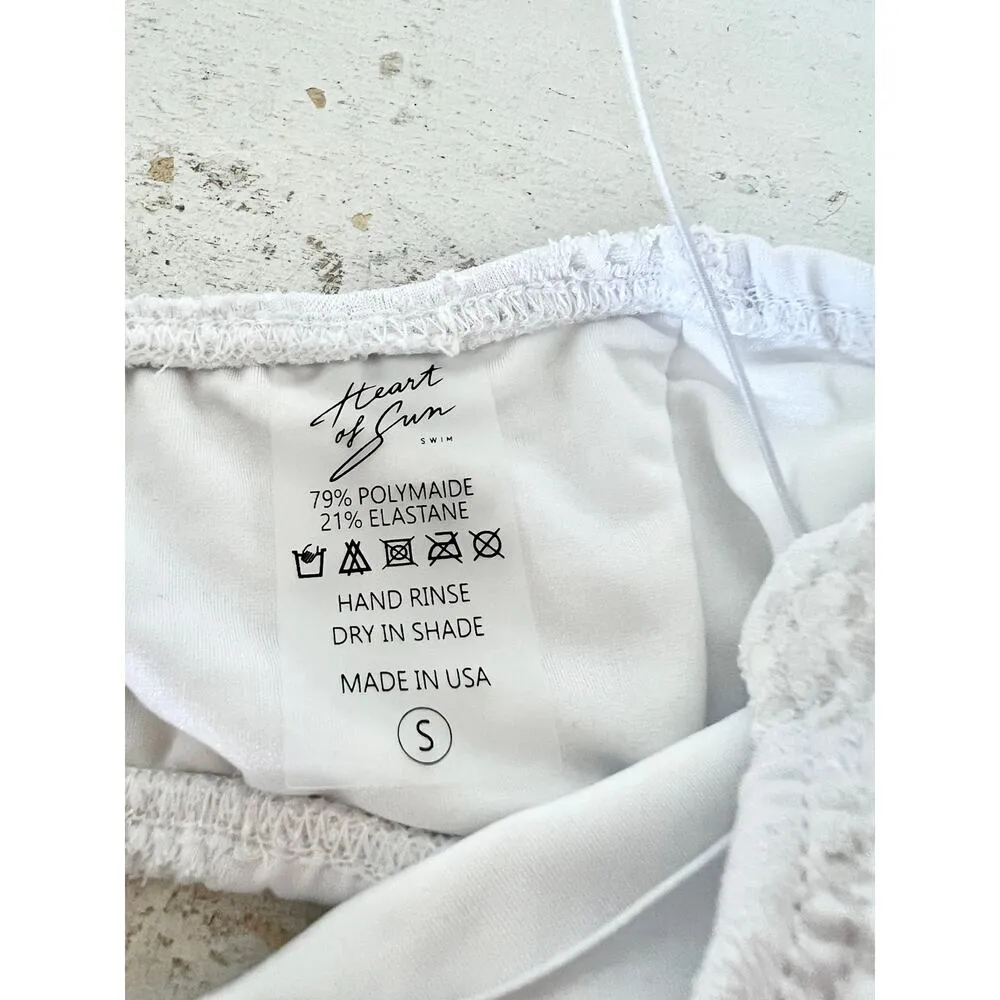 Heart of Sun Eyelet Bikini Top & Low Rise Bikini Bottom Swimset Set White S - Image 4