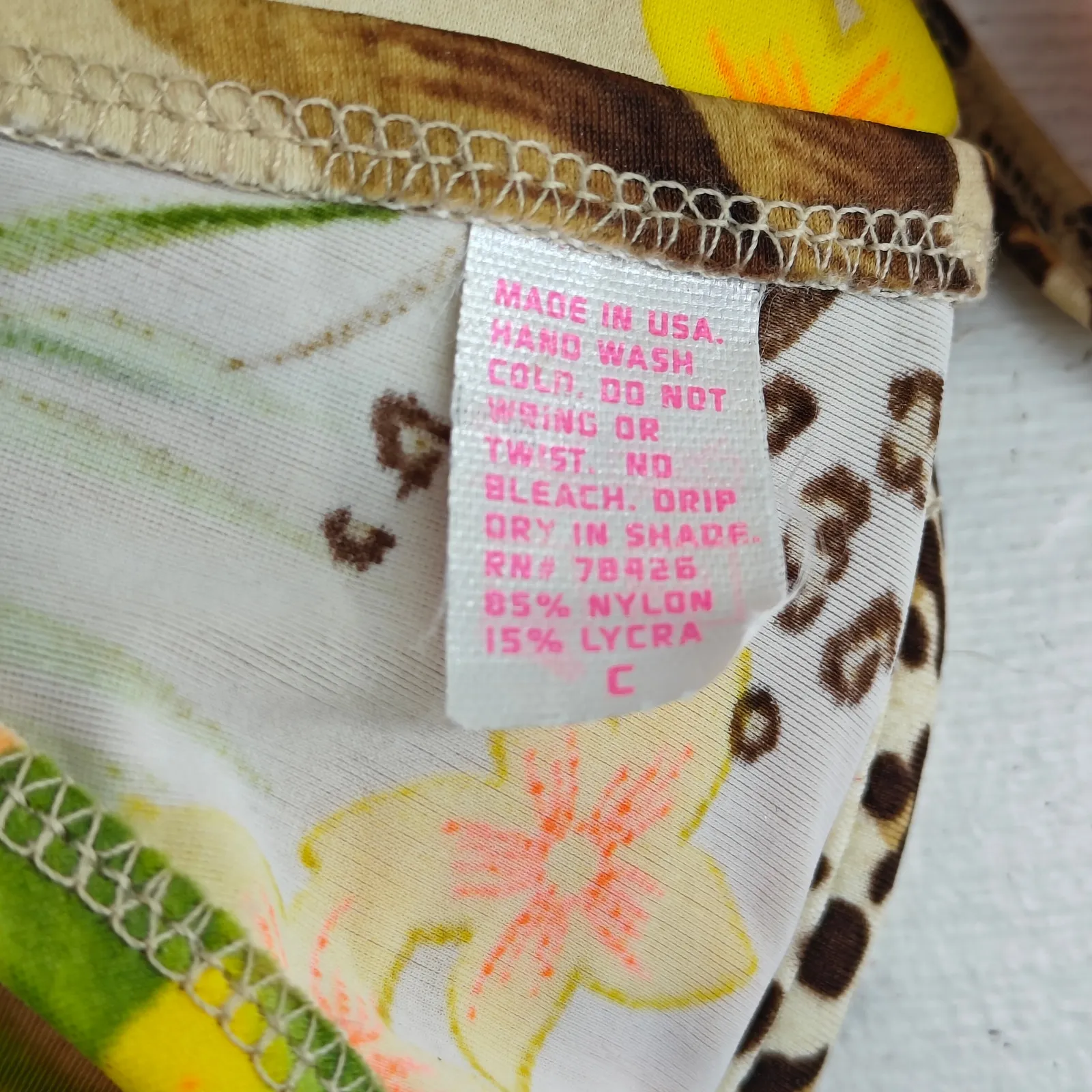 Vintage Venus Brazilian Tropical Hibiscus Leopard Bikini Set Womens 10 C Cup - Image 5