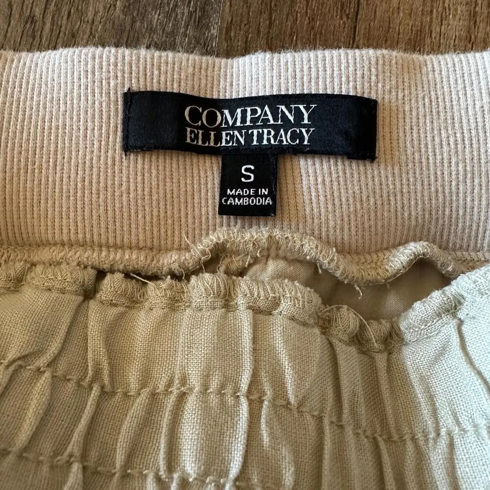 Company Ellen Tracy 100% Linen Skorts Beige Adjustable Waist Womens Small - Image 3