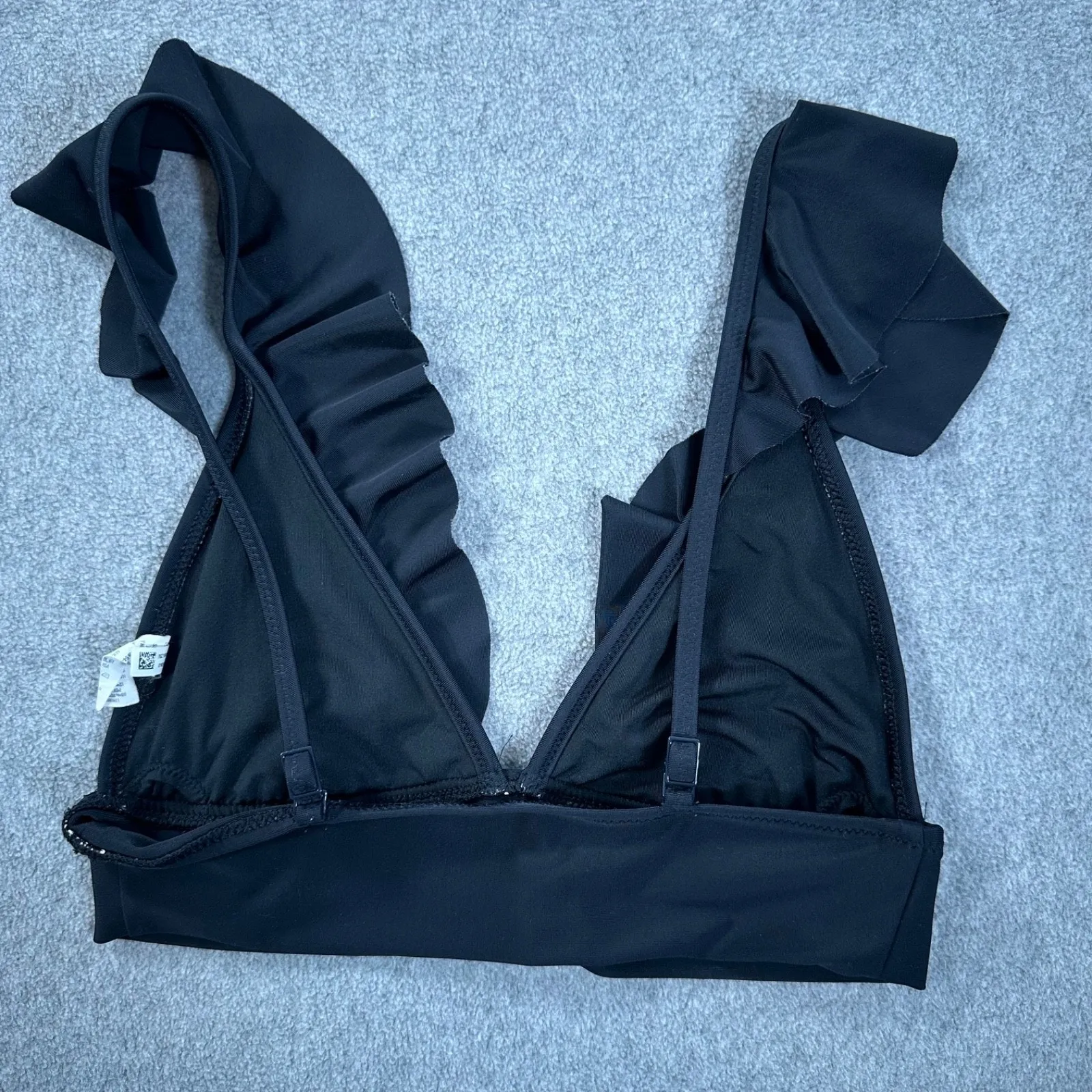 Aerie Triangle Ruffle Strap Bikini Swim Top Women's Small Black Beach Vacation - Image 7