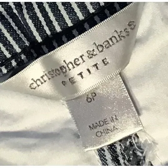 Christopher & Banks Petite Striped Denim Pencil Skirt Blue White Size 6P - Image 4