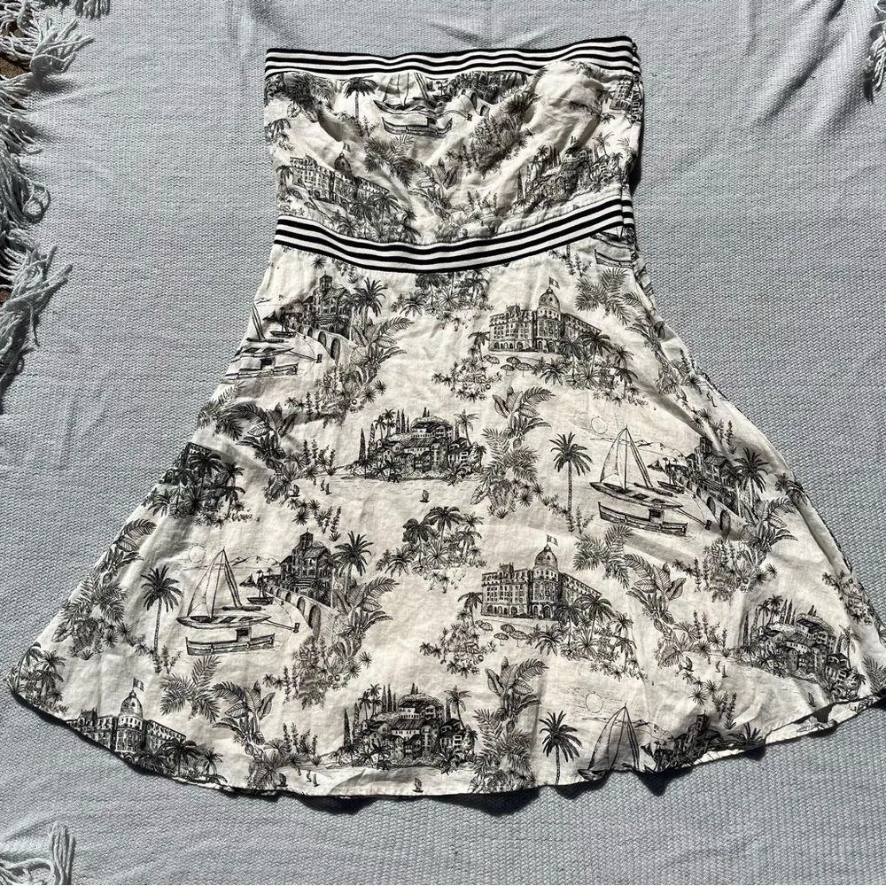 Tommy Bahama Women’s Marceau Linen Tropical Toile Strapless Dress Size XL - Image 2