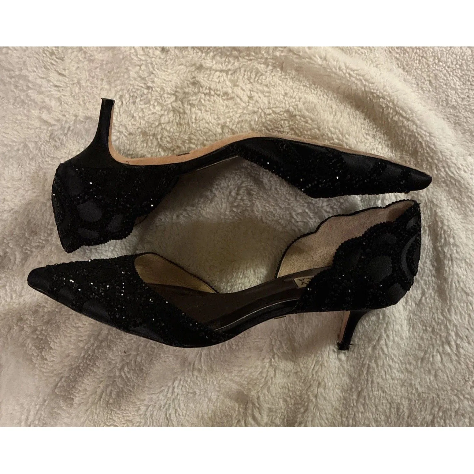 Bagley Mischka Ginny Black Embellished Kitten Heel Dress Pumps Evening Shoes 8.5 - Image 4