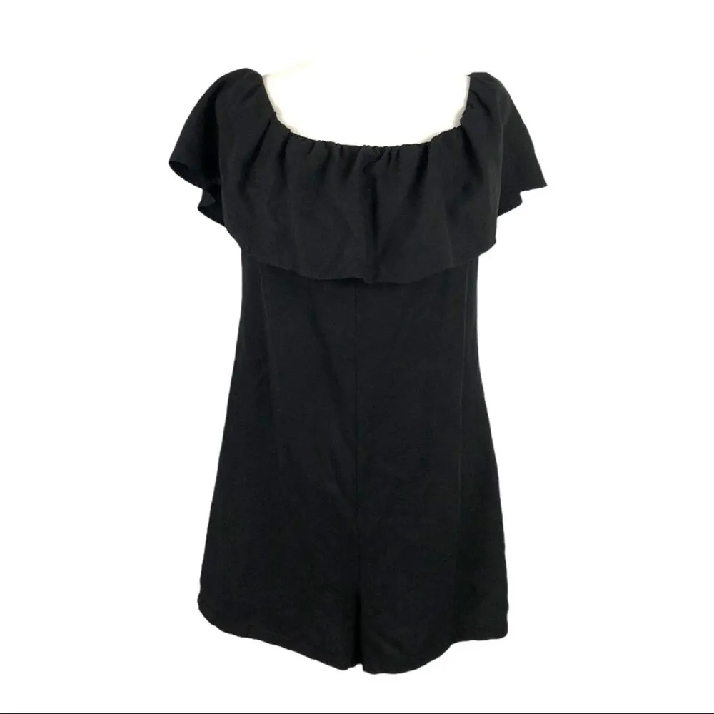 NWT Zara Bardot Off The Shoulder Short Frilled Minimalist Romper in Black XS - Image 5