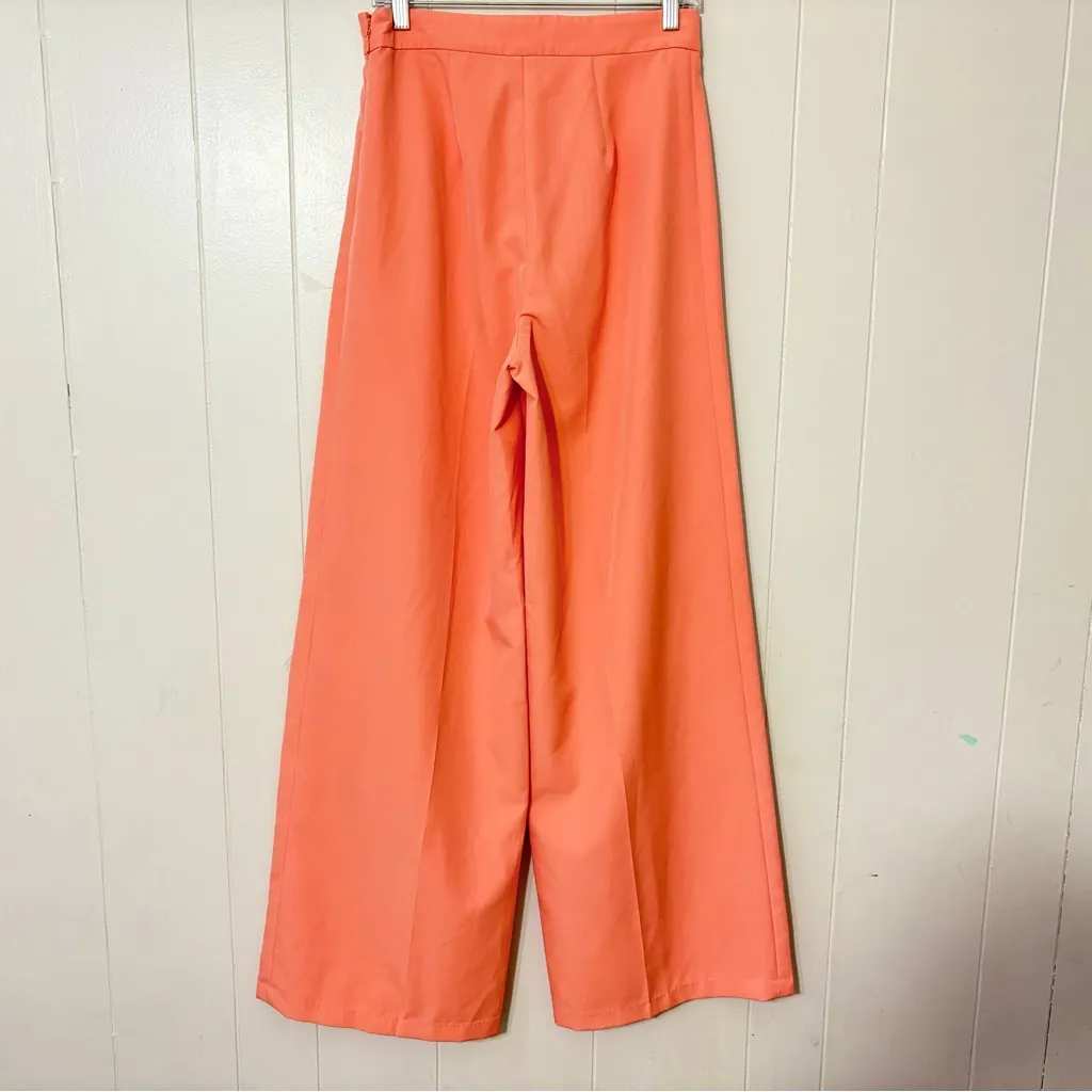 House of CB Calle Peach Wide Leg Trousers Stylish ,Business Casual  Size 10 - Image 7