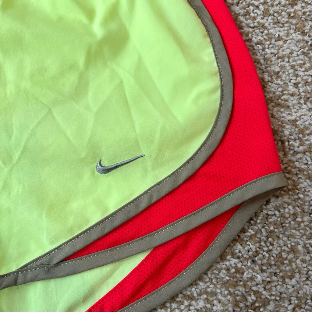 Nike Dri-Fit Tempo 3” High Rise Neon Yellow and Red Track Running Shorts Size XS - Image 2