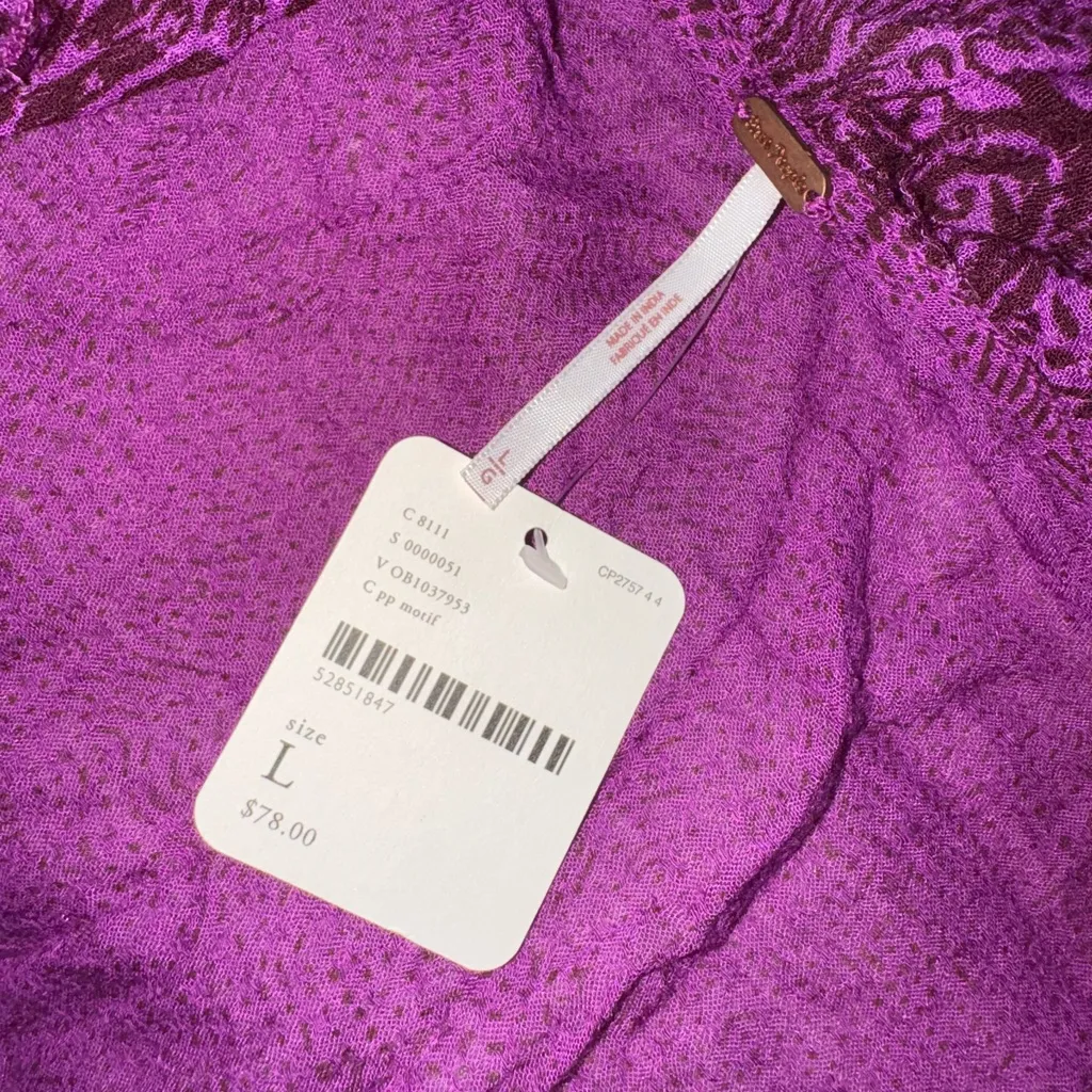 Free People Olivia Printed Wrap Top Purple Size L - Image 5