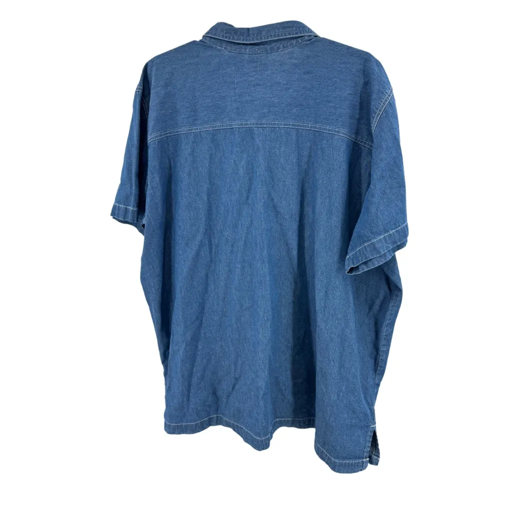 Bobbie Brooks Denim short sleeve Blue Button Up Shirt embroidered birds flowers Size 26W - Image 2