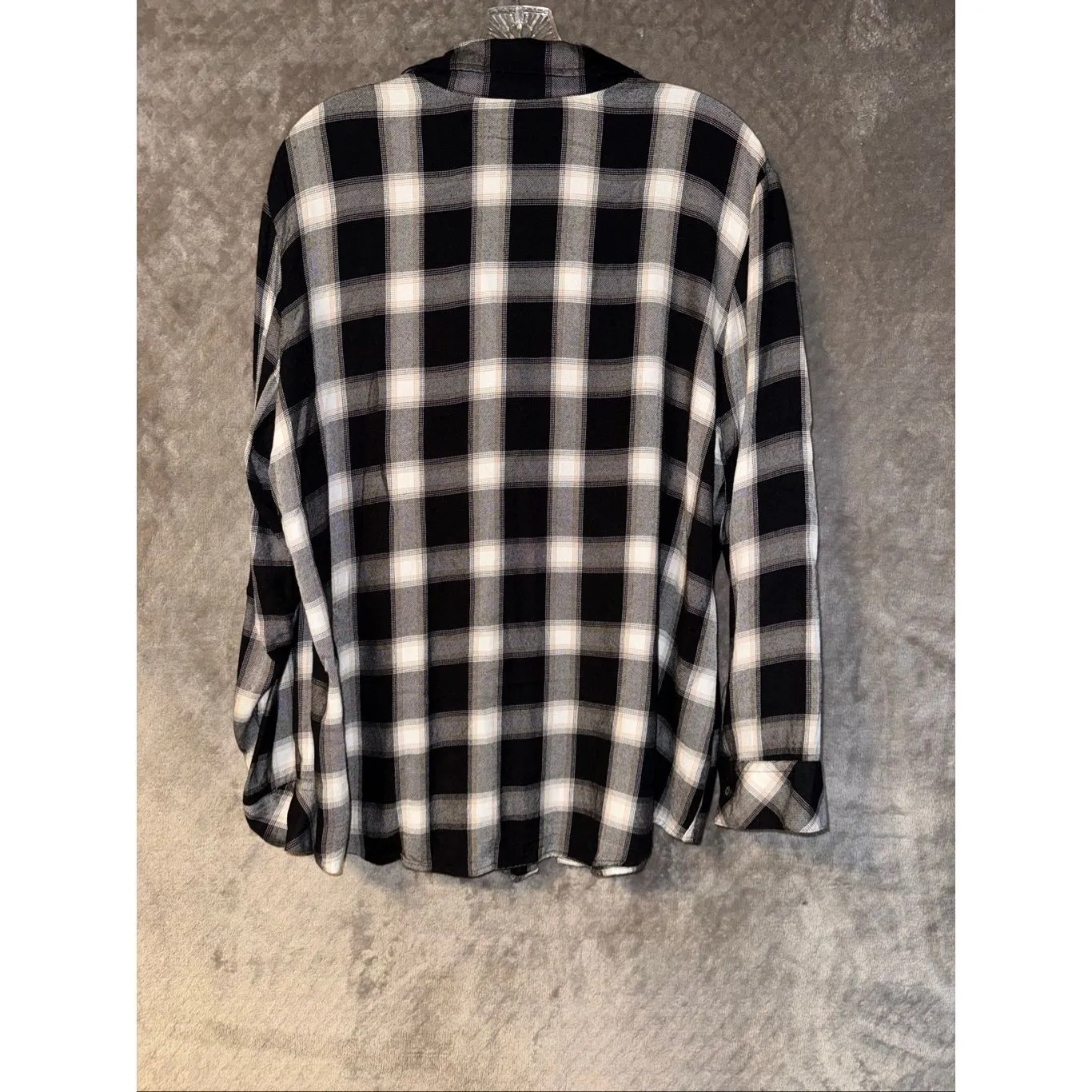 Sanctuary Anthropologie Keep It Real Plaid Boyfriend Rayon Flannel XL #767 - Image 10