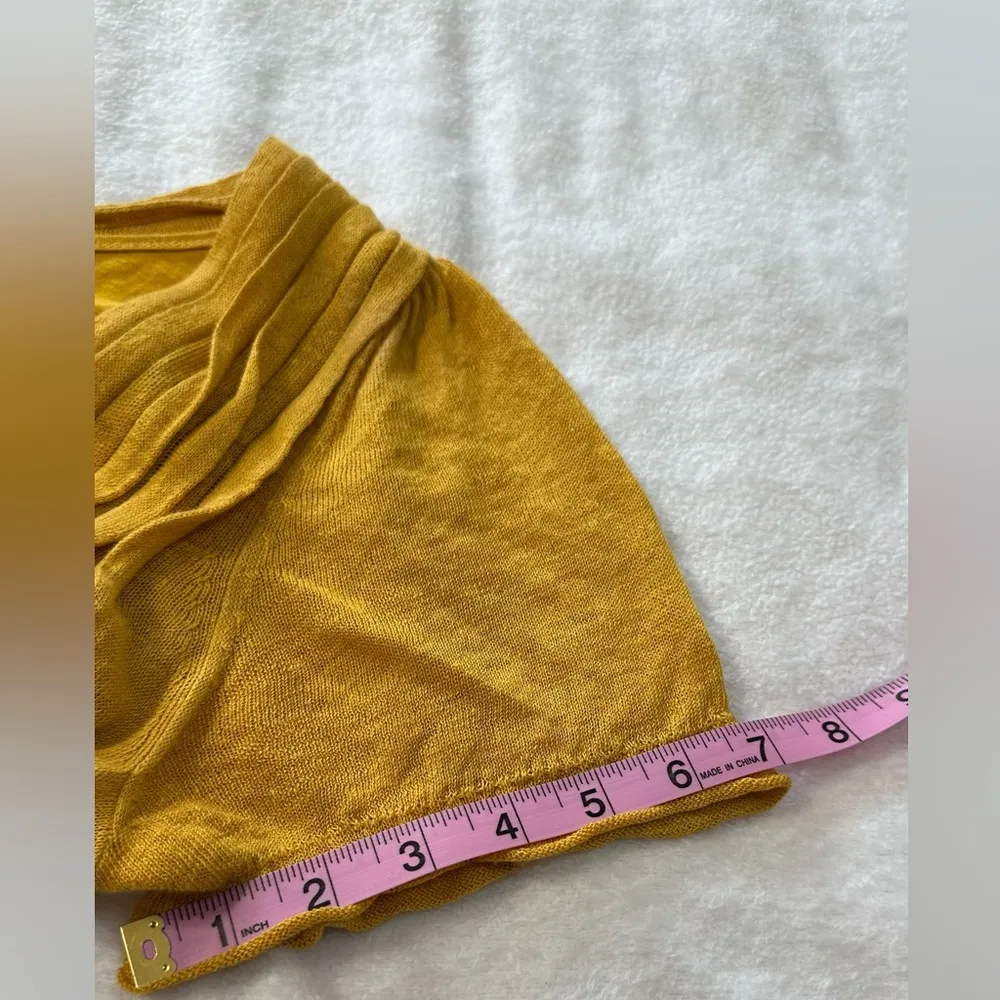 Anthropologie By Moth Mustard  Sweater Wrap Puff Sleeve Mini Dress With Pockets - Image 12