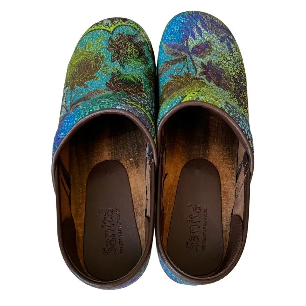 Sanita Pro Nuna Clogs Ethnic Print Multi Color Green Size 7 - Image 14