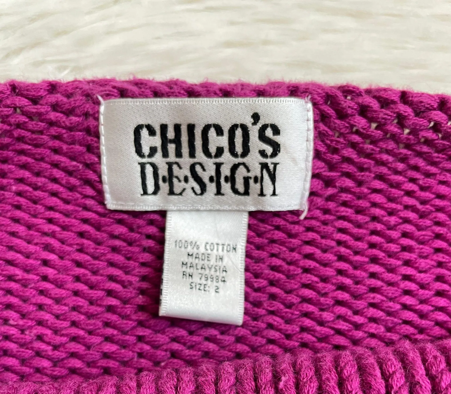Chico's Y2k  cotton scoop neck magenta pink sweater - Image 10