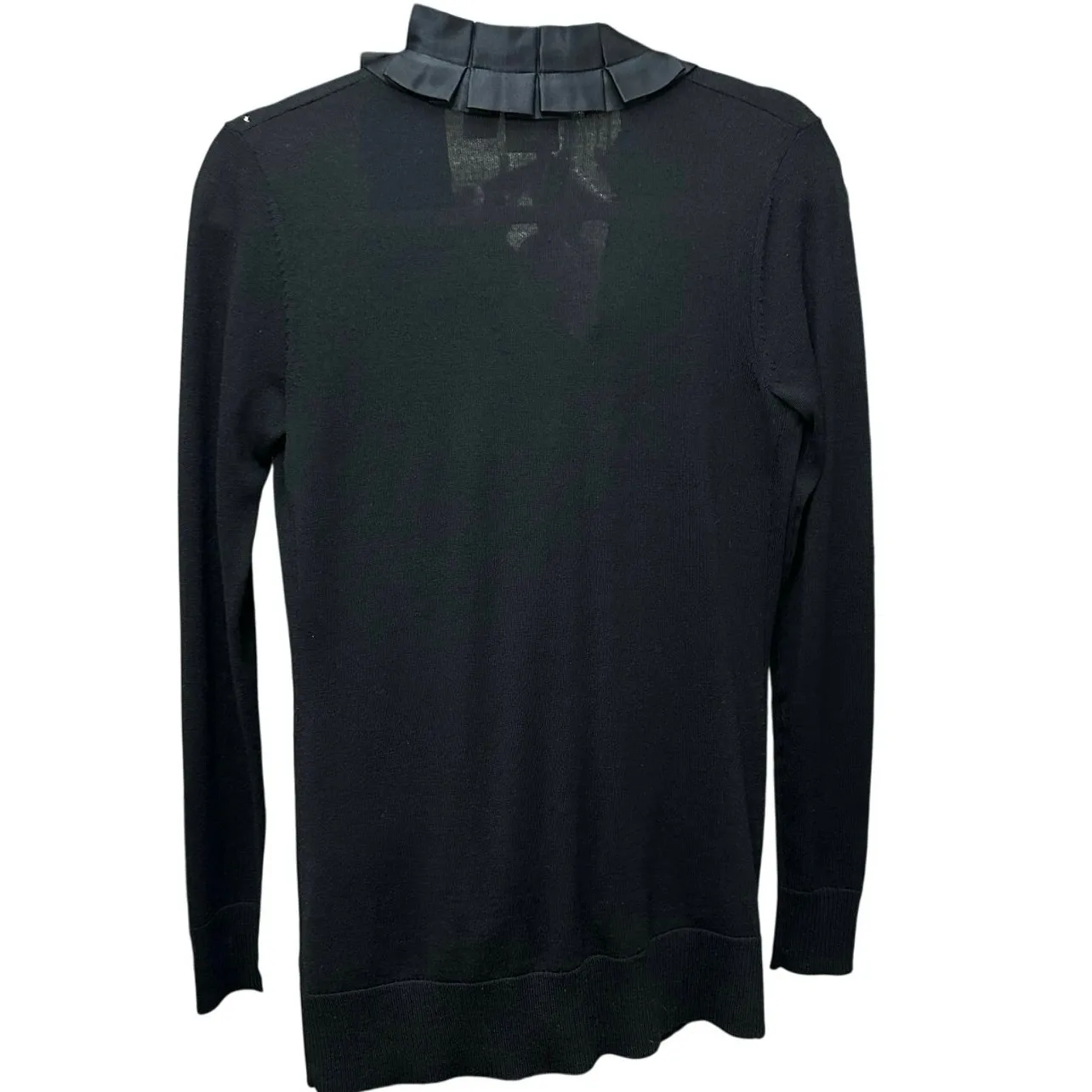 Tory Burch Merino Wool & Silk Gauge Cardigan Black Size XS - Image 2