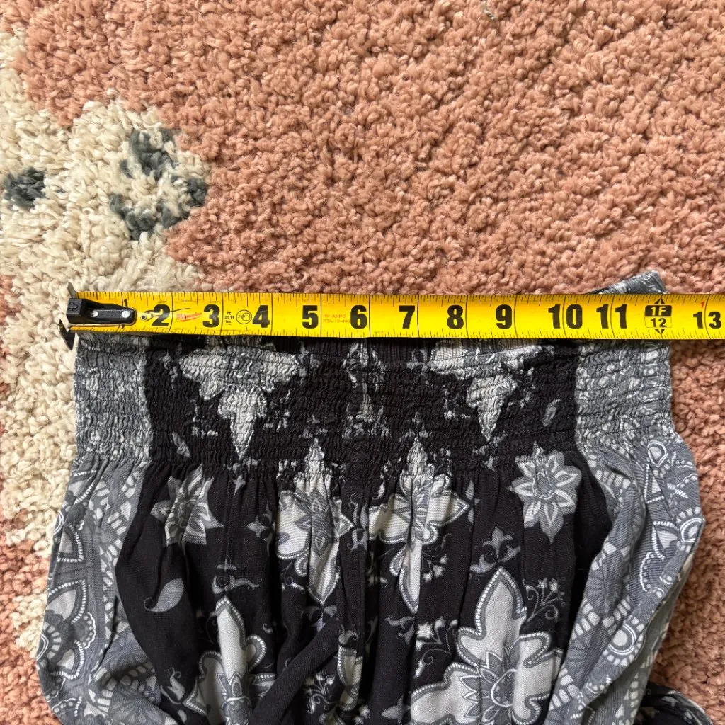 Lotus and Luna Sz S Boho Jogger Style Pants Gray Black White Hippie Handmade - Image 5