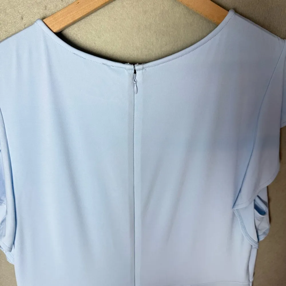 The Limited Womens Light Blue Short Flutter Sleeve Knee Length Faux Wrap Dress L - Image 10