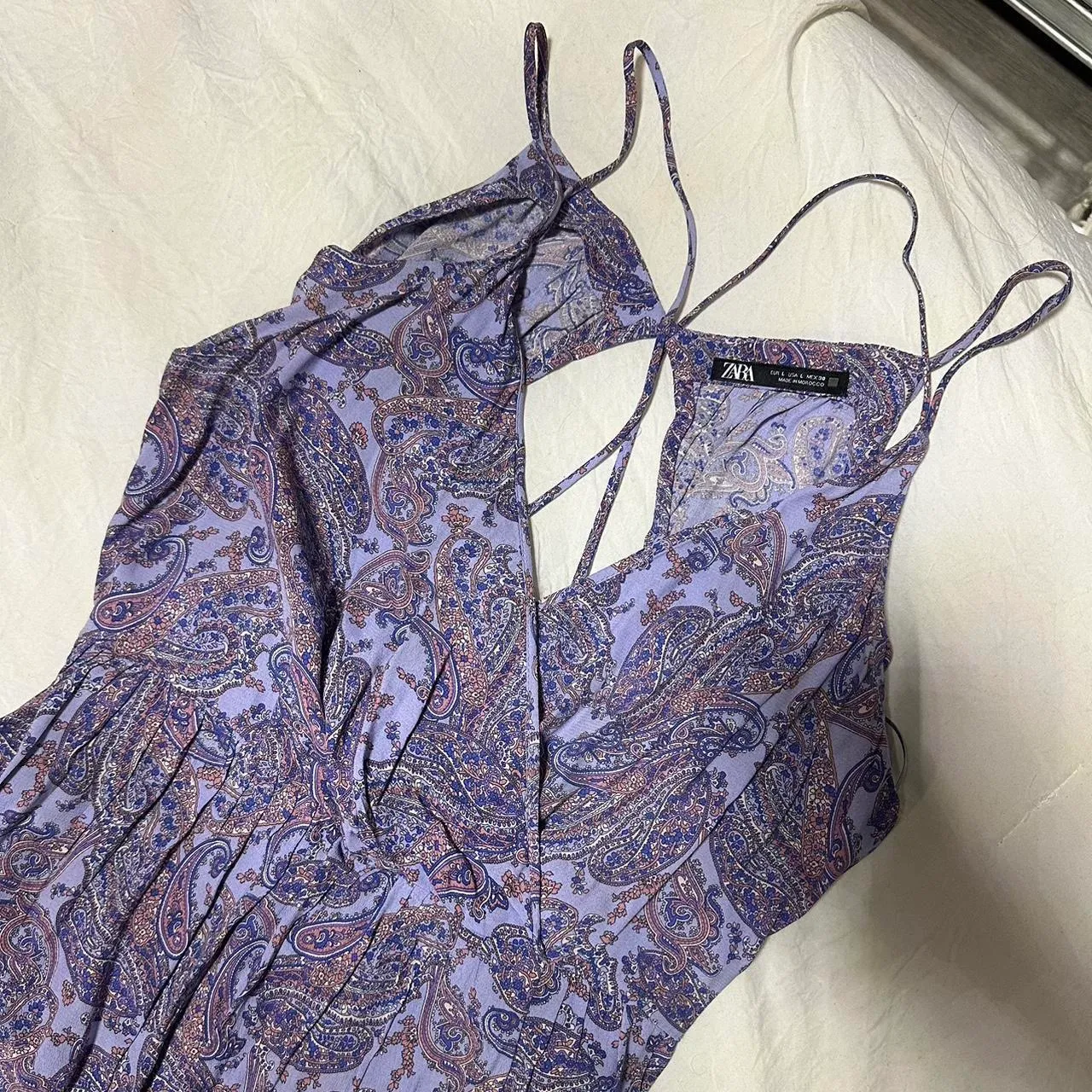 ZARA Purple paisley midi / maxi dress with a flowy fit and adjustable straps - Image 2