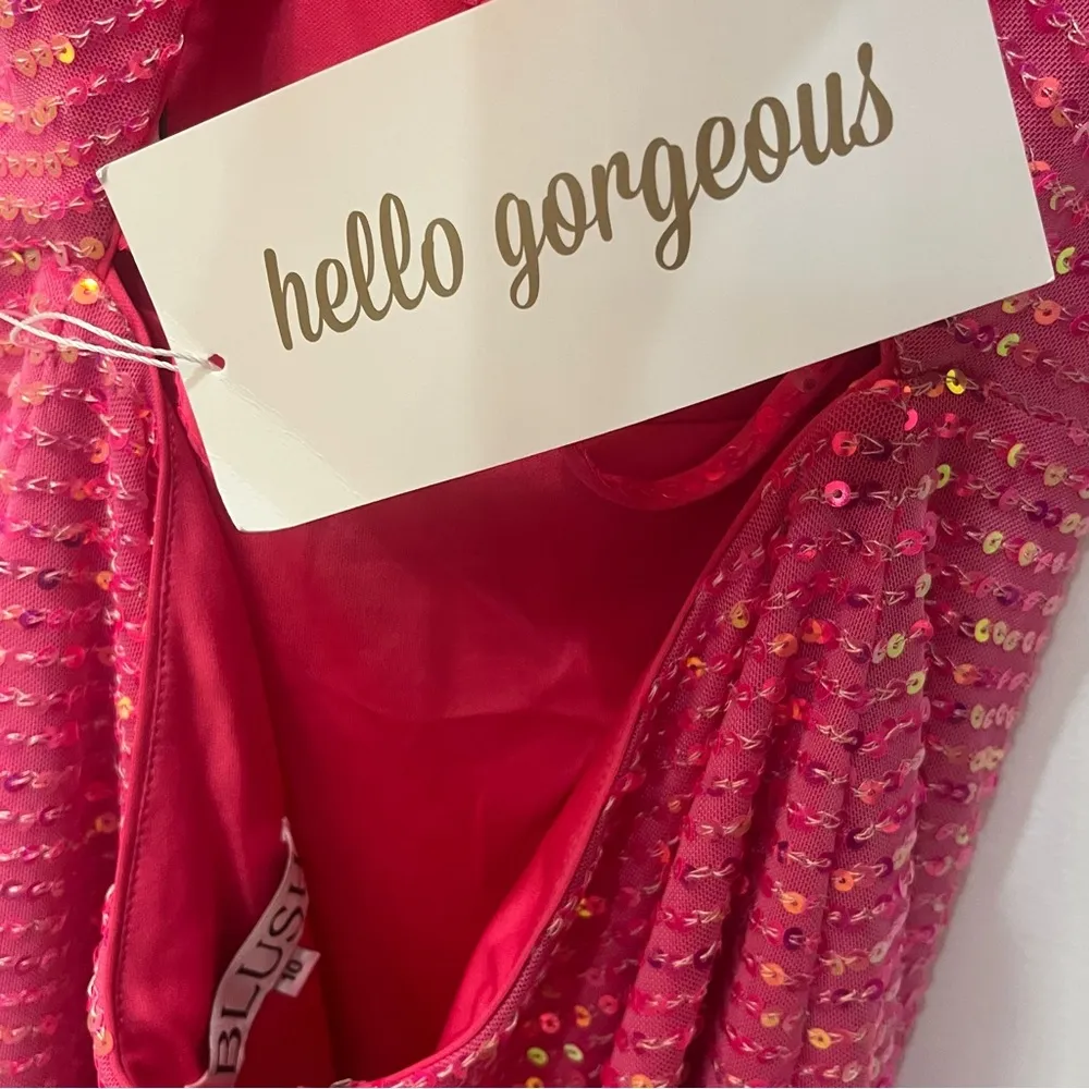 NWT Blush Prom 20400 Bubblegum Short Sequin Cocktail Dress Formal Homeco… - Image 10