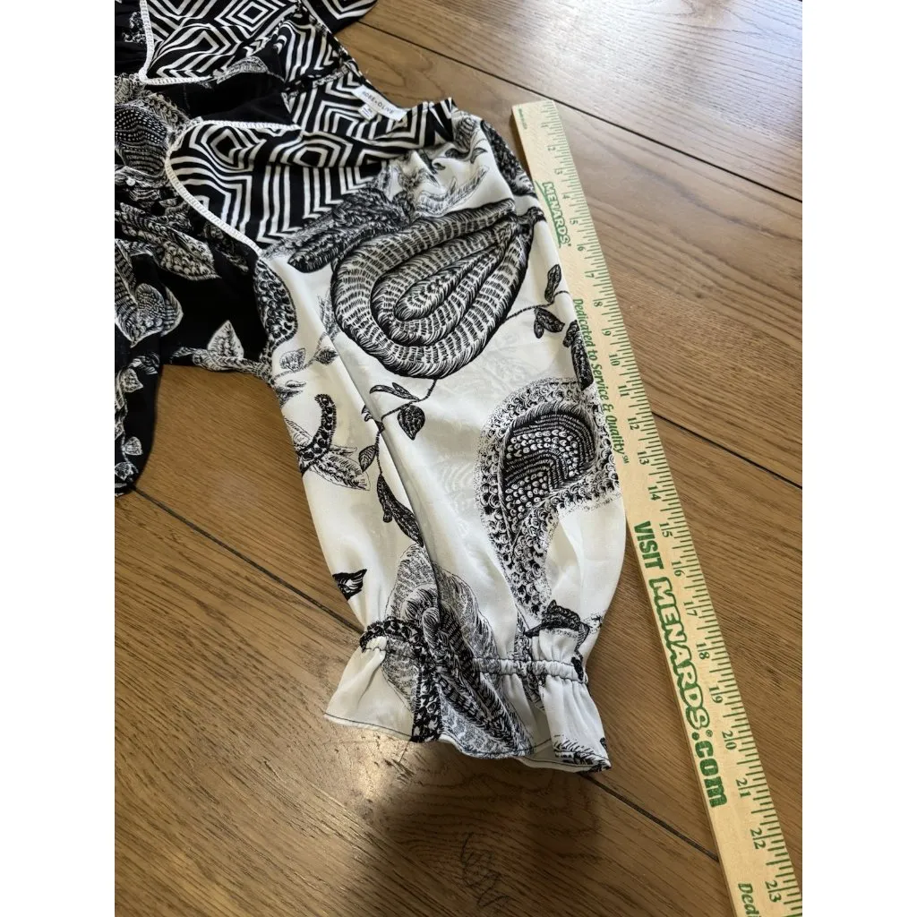 Rose+Olive Floral Paisley Long Sleeve Flowing Blouse Ruffle Sleeves Size 2X Boho - Image 6