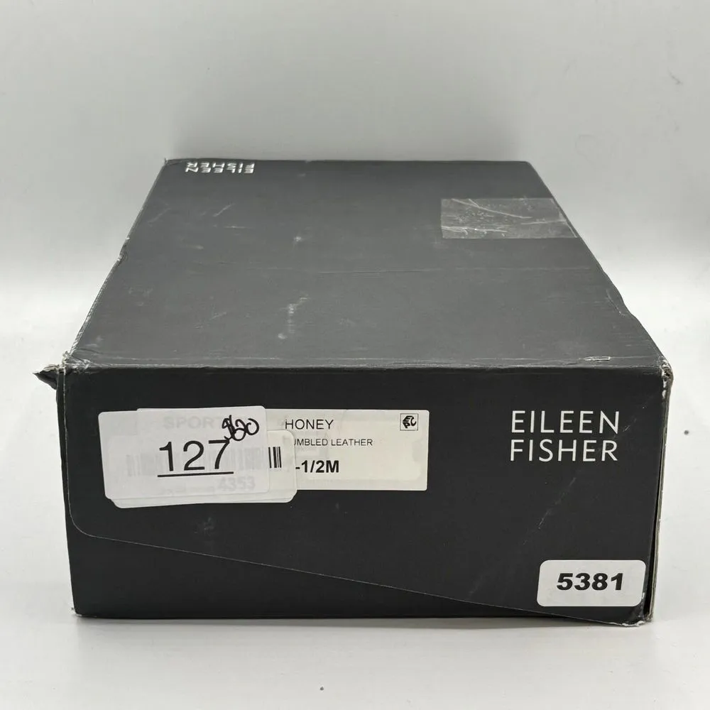 Eileen Fisher SZ 7.5 Brown Leather Strappy  Sandals White Rubber Sole Zip Back - Image 9