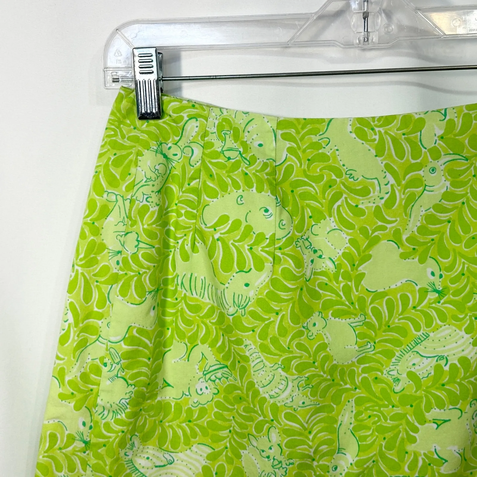 Lilly Pulitzer Size 4 Skirt VTG White‎ Label Green Animal Print Retro Cotton 464 - Image 4