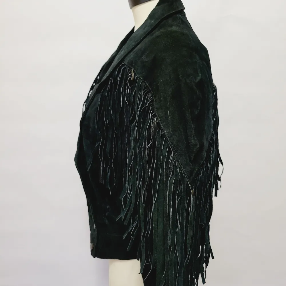 Leather Zone fringed leather jacket size small - Image 5