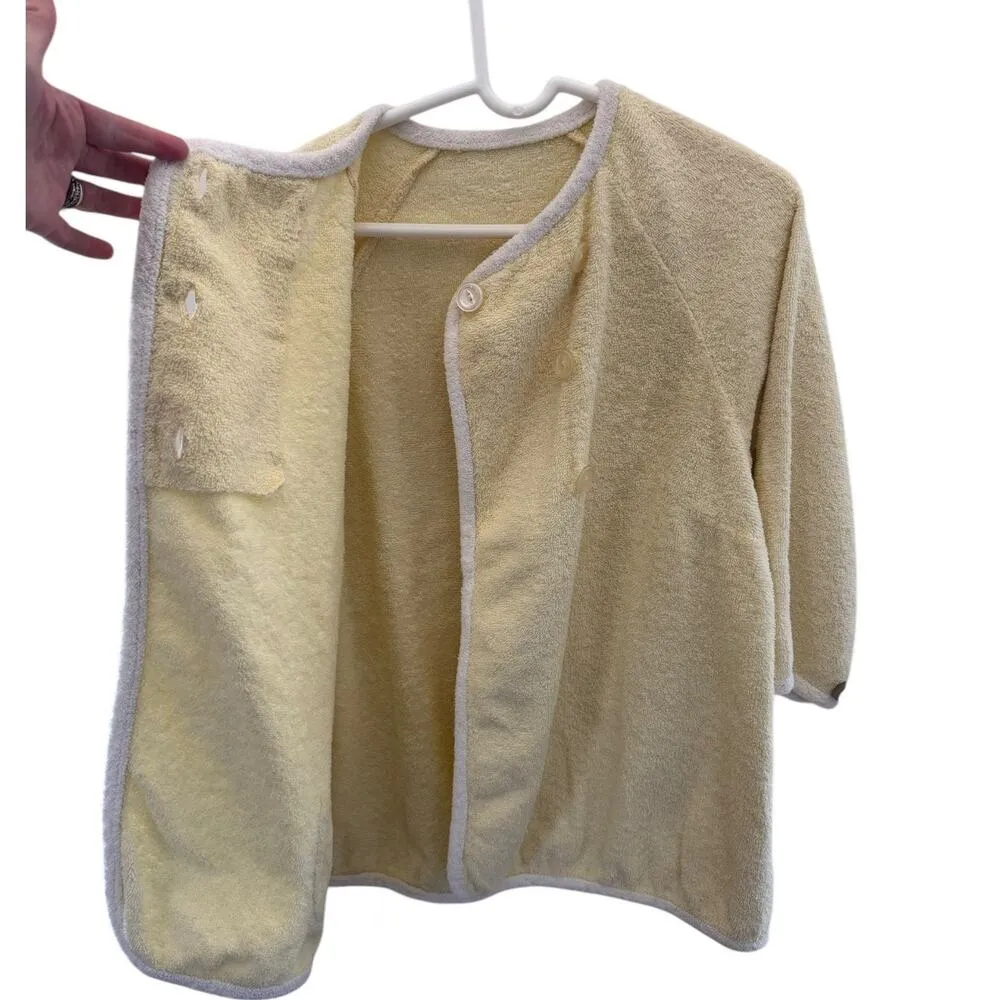 Vintage Terrycloth robe jacket double breasted beach pool vacation yellow medium - Image 7