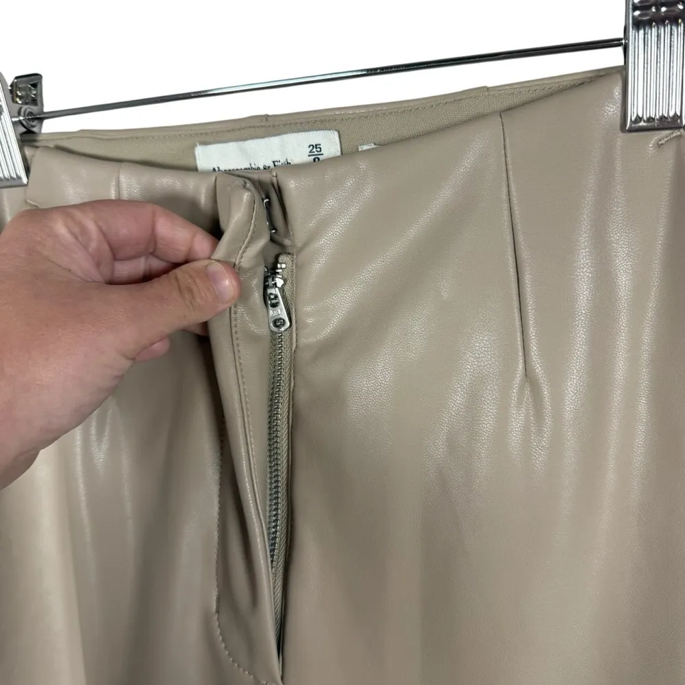 NWOT Abercrombie & Fitch Vegan Leather Curve Love Flare Pants Tan Size 25 - Image 10
