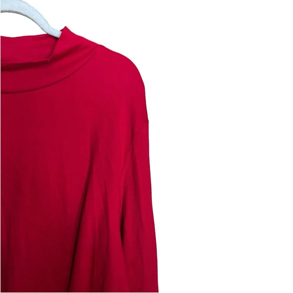 Coldwater Creek Top Womens 3X Red Solid Stand Neck Best Cotton Tee Blouse - Image 3