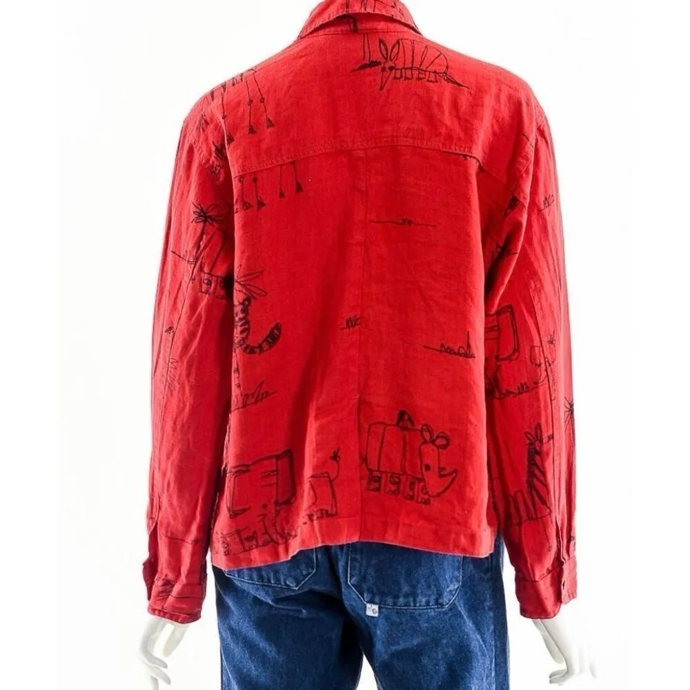 ✨Chico’s Animal Safari Linen Button Down Sz 1 Shirt✨ - Image 9