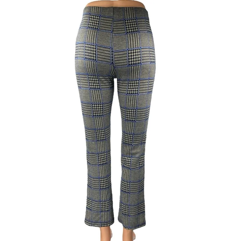 Urban Outfitters Black Houndstooth Plaid Mid Rise Bootcut Trousers Pants Size XS - Image 3