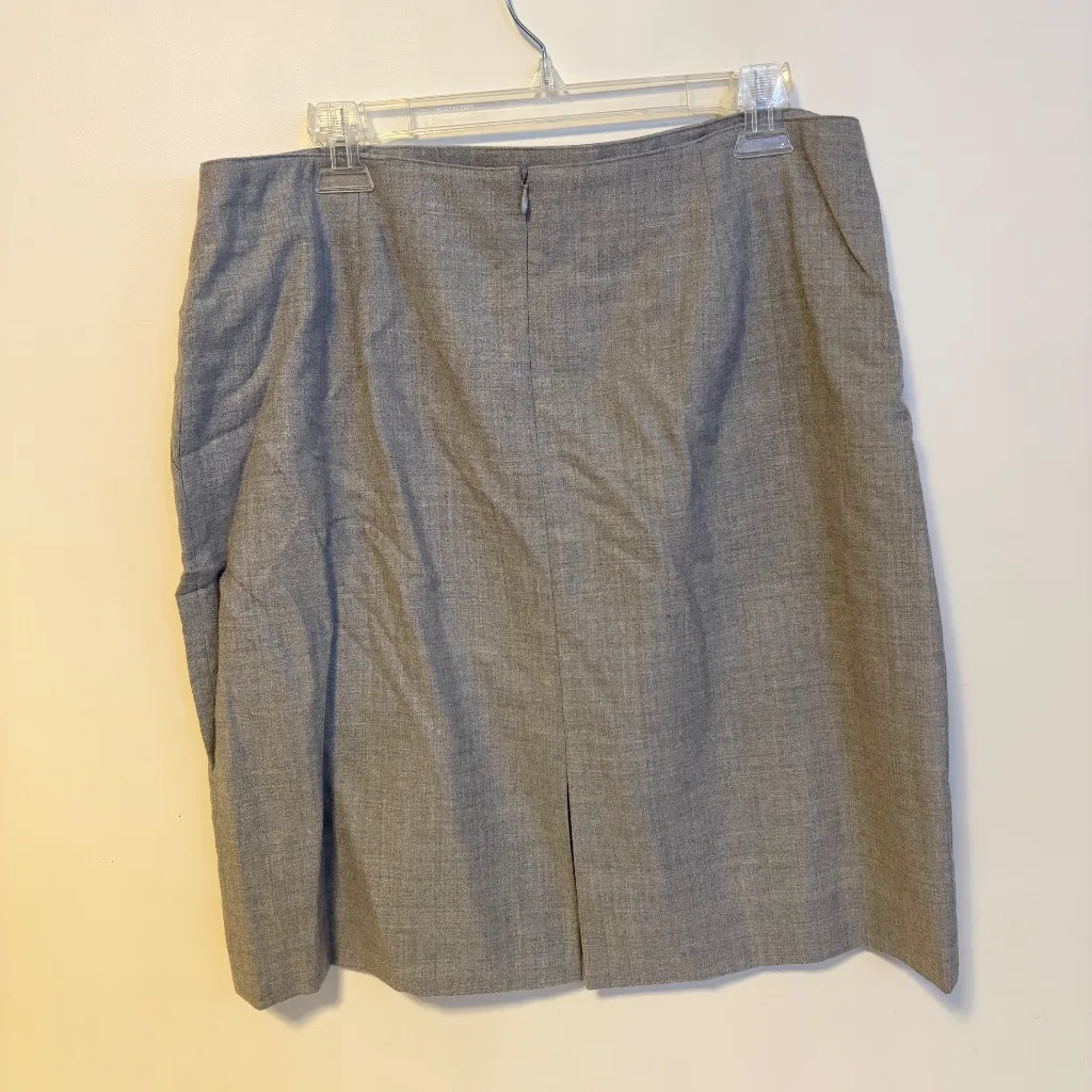Jones New York 100% Wool Pencil Knee Length Midi Skirt Grey Womens US Size 16 - Image 2