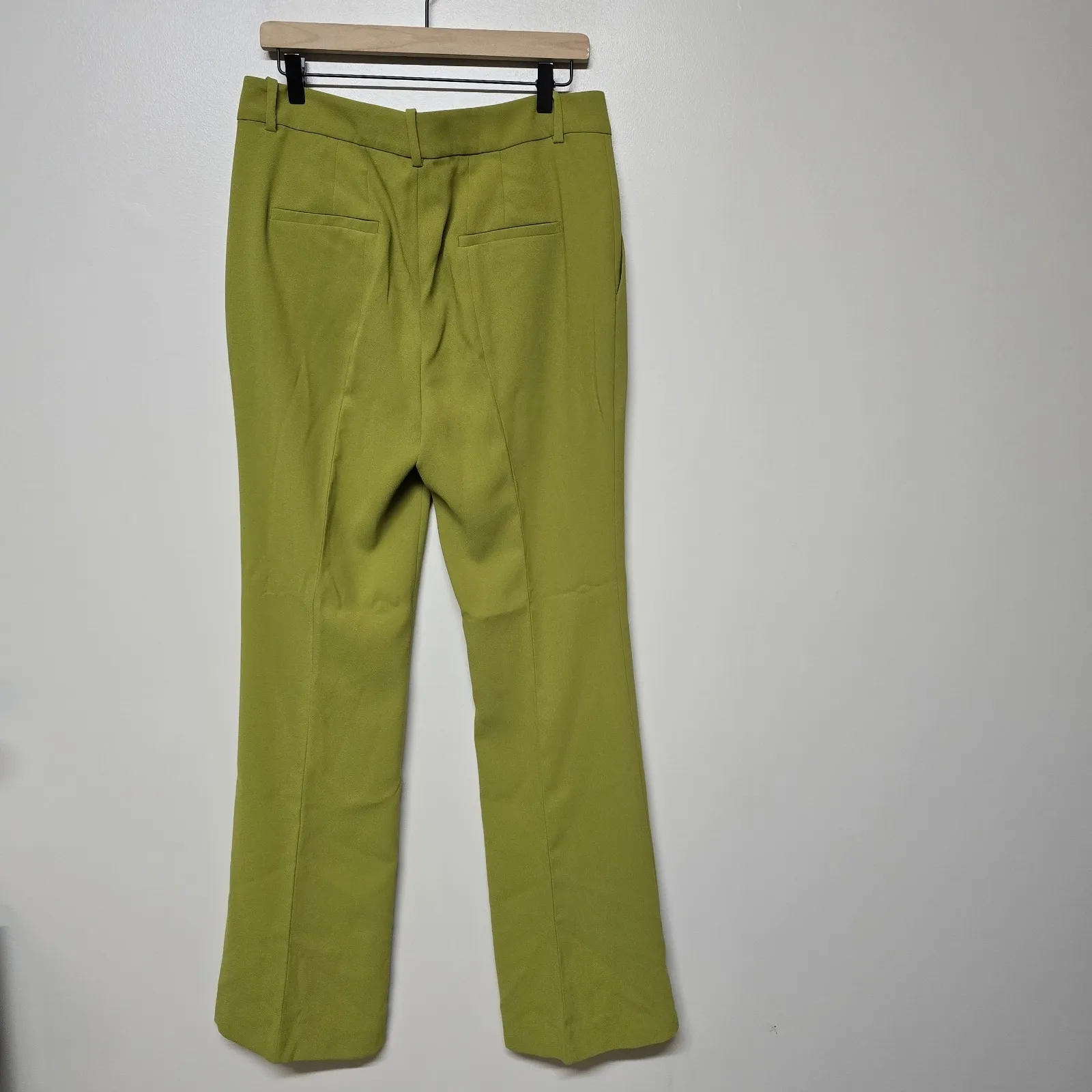 Zara Collection Womens Mid Waist Flared Olive Green Trousers Sz L NWT Office - Image 8