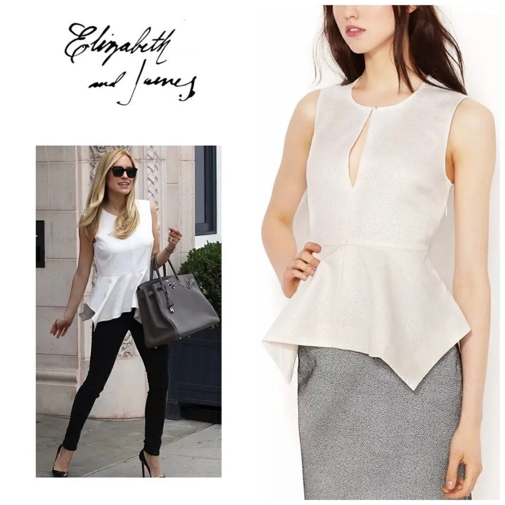 Elizabeth and James Yumi Keyhole Peplum Top.Ivory - Image 3