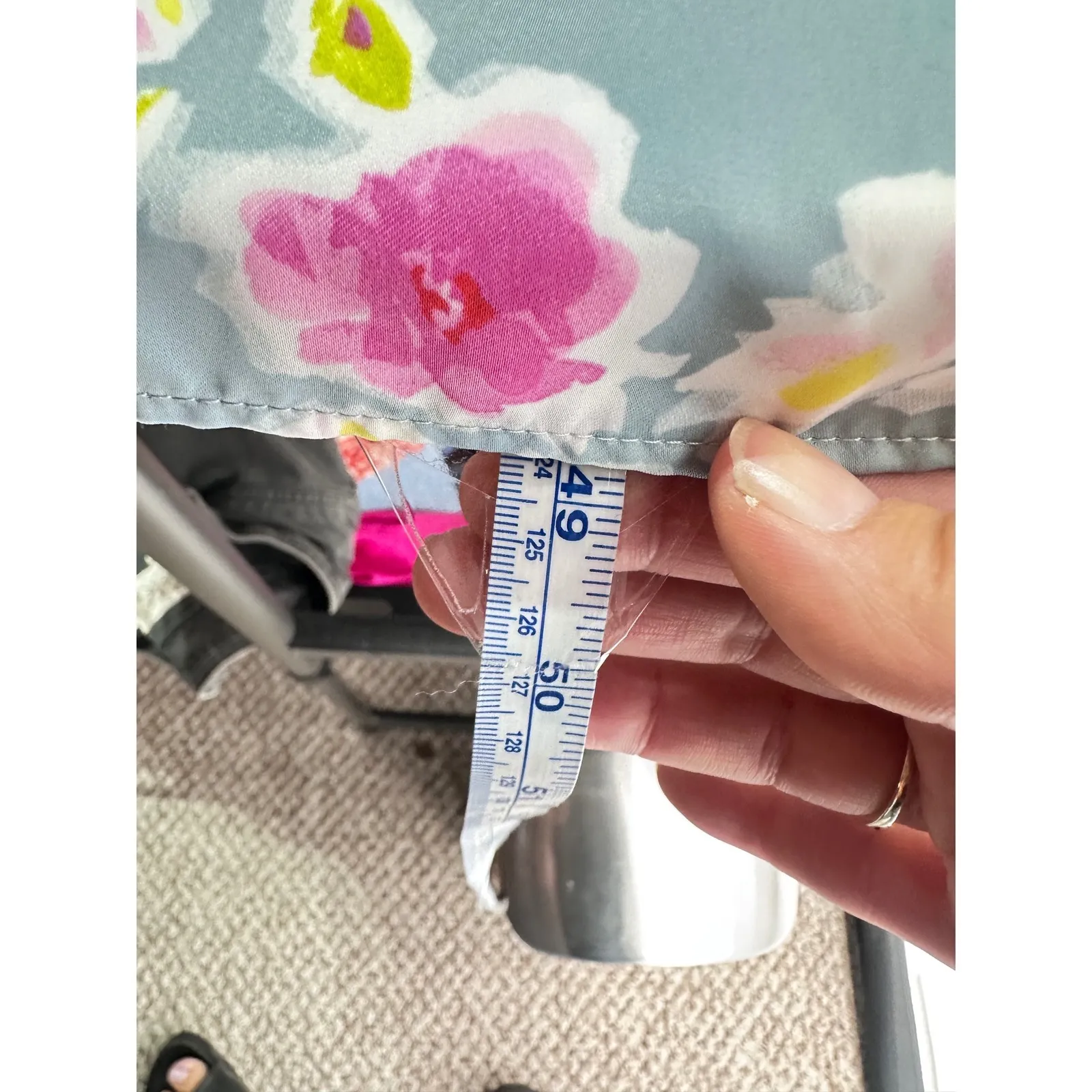 ZARA Tiered Floral Maxi Dress Square Neck Tie Shoulder Blue Pink Size L - Image 9