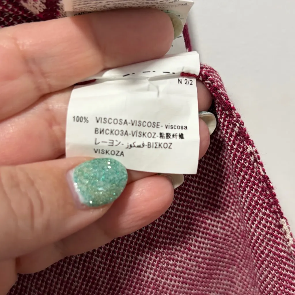 United Colors of Benetton NWT size Small Burgundy Daisy Duster Cardigan Sweater - Image 8