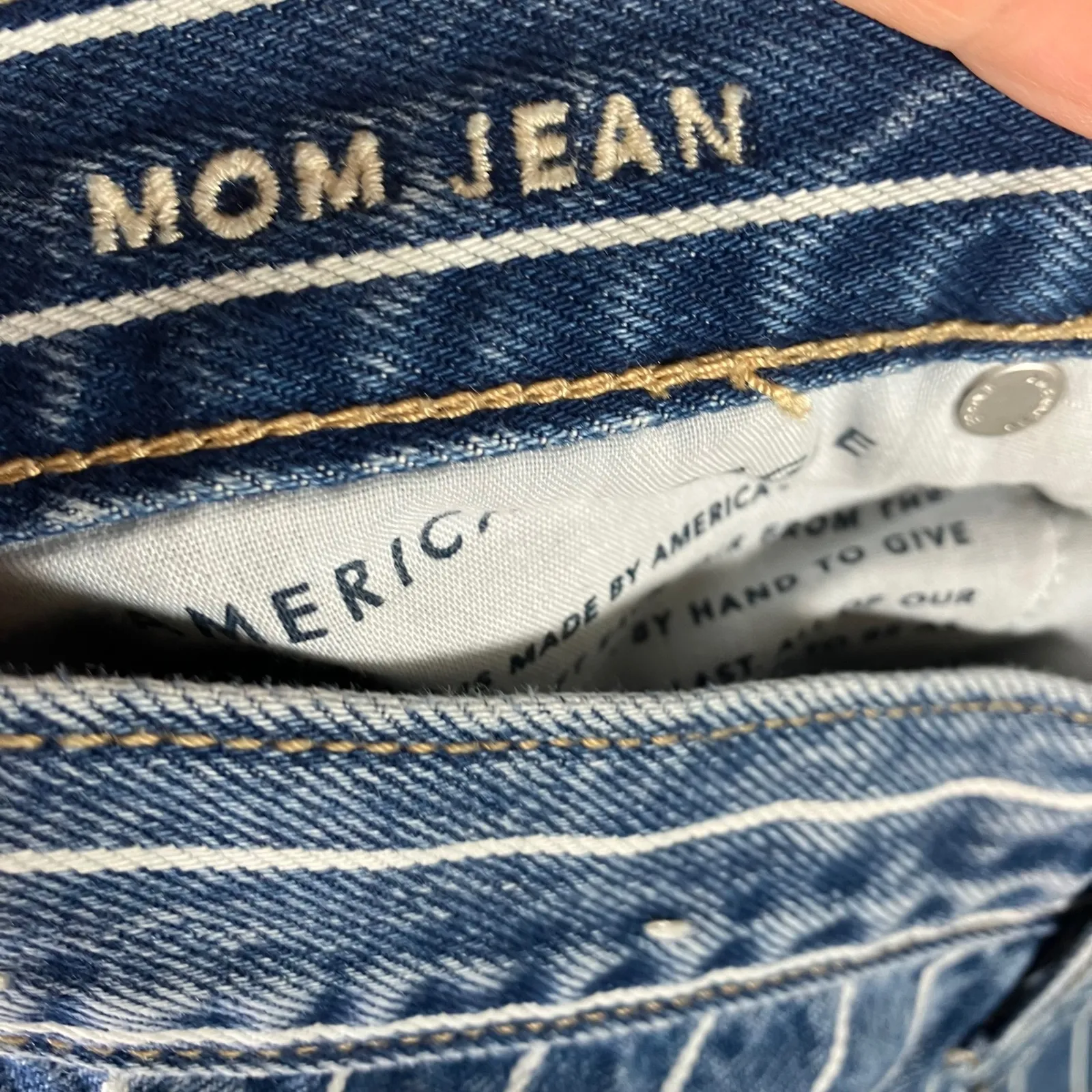 American Eagle Mom‎ Jeans Size 0 Striped High Waisted Denim Casual Blue - Image 11