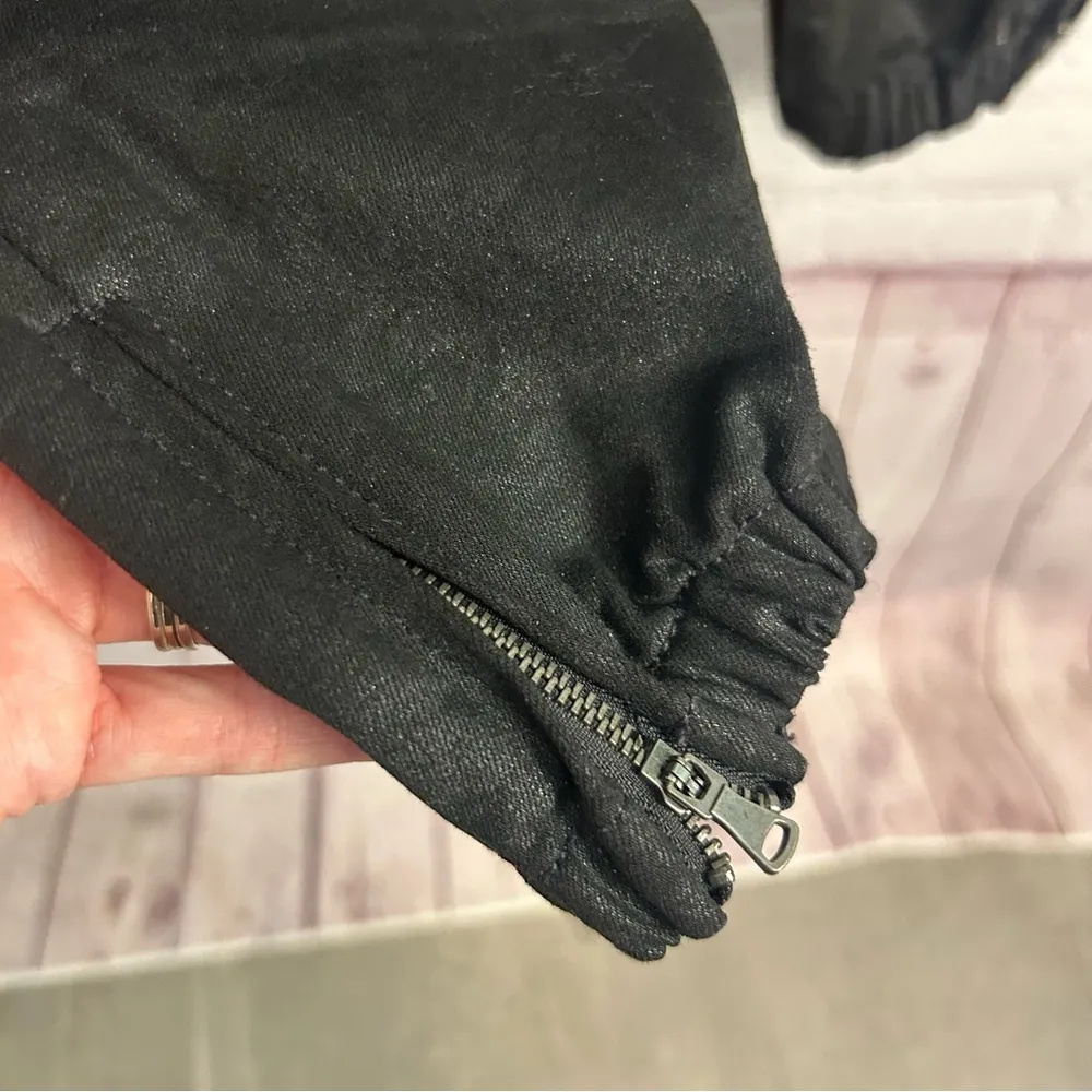 PAIGE Mayslie Black Cropped Coated Moto Jogger style pants Black Fog size 26 - Image 5